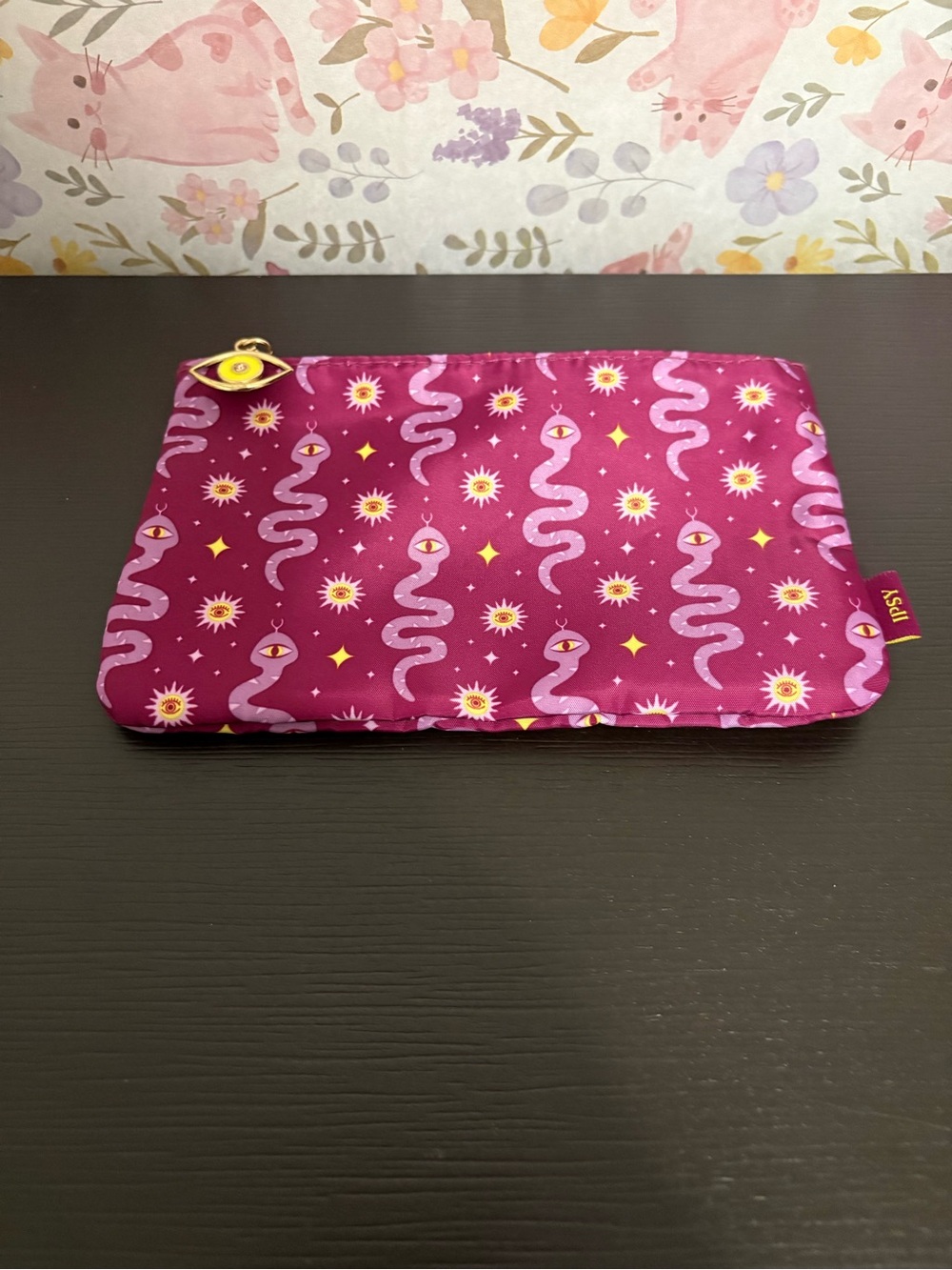 Ipsy glam bag October 2025. Make up Bag only snake evil eye zipper pull. EUC
